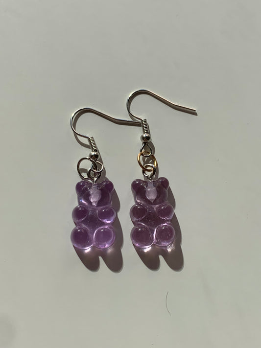 Purple gummy bear earrings